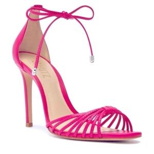 SCHUTZ Size 8.5 Dive Nappa Leather Sandal Hot Pink Heels